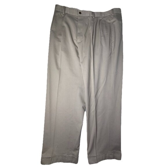 Brooks Brothers Khaki Chino Pants Mens 38x30 Pleated Cuffed‎ Dress Slacks - Picture 1 of 8